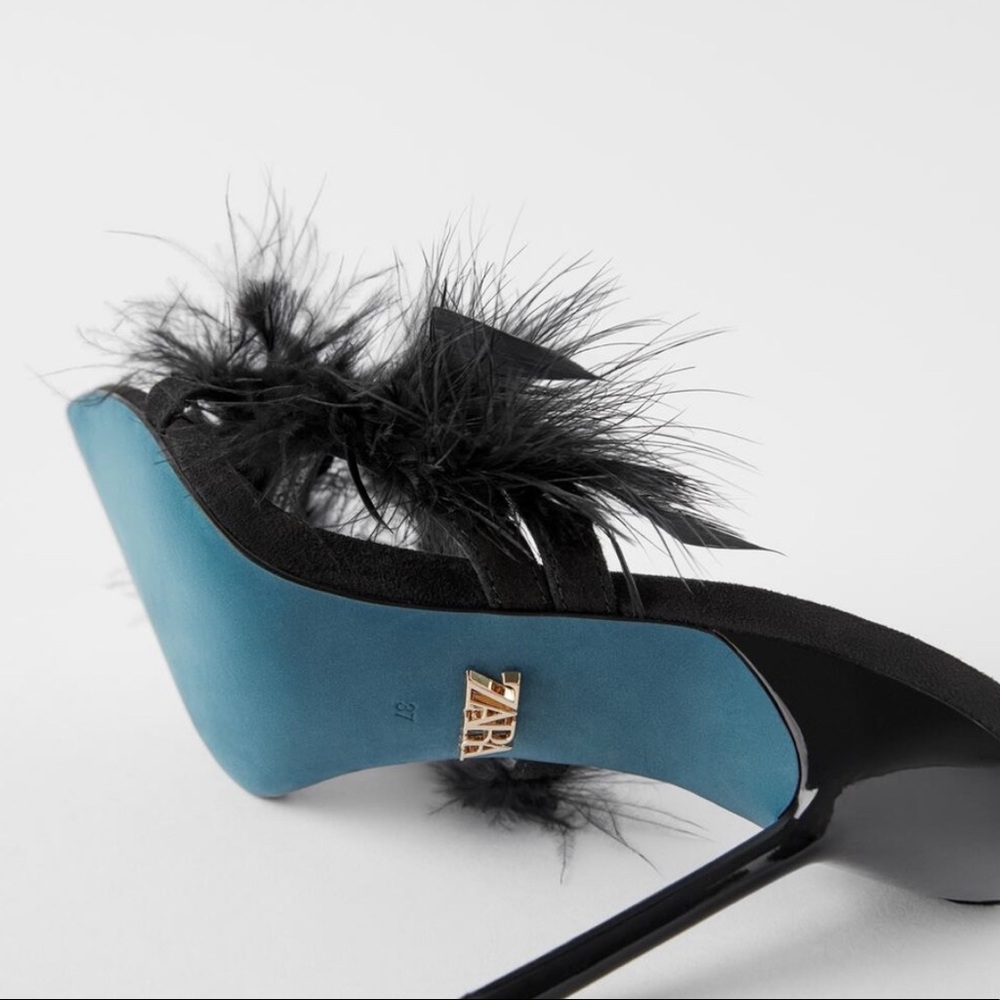Zara Black Collection Leather Heel Feather - Picture 3 of 5